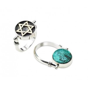 Two-Sided Ring in Sterling Silver with Eilat Stone & Star of David by Rafael Jewelry Jewish Jewelry