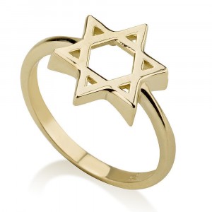 Star of David 14K Yellow Gold Ring with Glossy Finish by Ben Jewelry
 Jewish Rings
