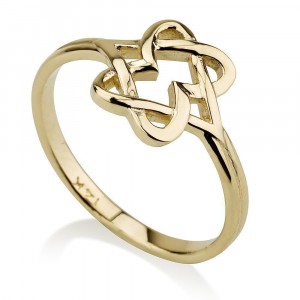 14K Yellow Gold Hearts and Star of David Ring by Ben Jewelry
 Jewish Rings