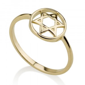 14K Yellow Gold Round-Bound Star of David Ring by Ben Jewelry
 Jewish Rings