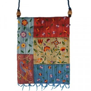 Applique Embroidered Handbag by Yair Emanuel with Flower Design Israeli Souvenirs
