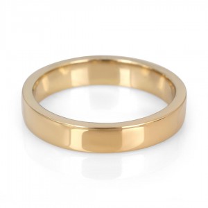 14K Gold Jerusalem-Made Traditional Jewish Flat-Sided Wedding Ring (4 mm) Jewish Jewelry