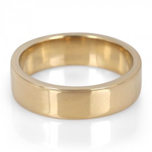 14K Gold Jerusalem-Made Traditional Jewish Flat-Sided Wedding Ring (6 mm) Jewish Jewelry