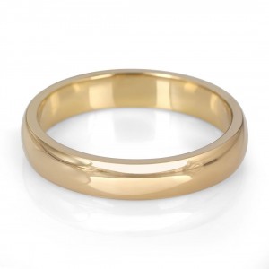 14K Gold Jerusalem-Made Traditional Jewish Wedding Ring With Comfort Edge (4 mm) Jewish Jewelry