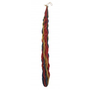 Galilee Style Candles Havdalah Candle with Braided Column in Red, Blue and Yellow Jewish Occasions