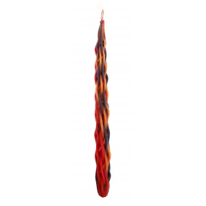 Galilee Style Candles Havdalah Candle with Dark Yellow, Blue and Red Braids Jewish Occasions