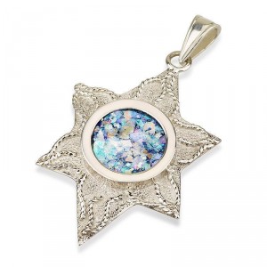 Star of David Pendant in Leaf Design Jewish Jewelry