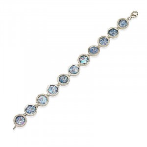 Silver Bracelet with Circles with Roman Glass Jewish Jewelry