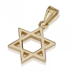 14k Yellow Gold Simple Star of David Pendant Jewish Jewelry