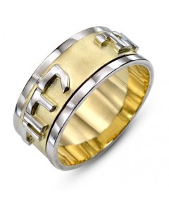Rotating Two-Tone 14K Gold Ani L’Dodi Modern Ring Jewish Jewelry