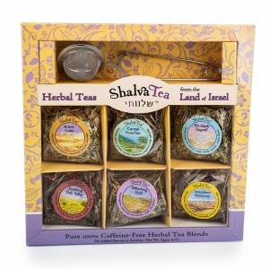 Shalva Tea Sampler Gift Box – 6 Individual Assorted Herbal Teas from Israel Kosher Gift Baskets