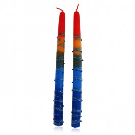 Safed Candles Pair of Shabbat Candles with Five Colors