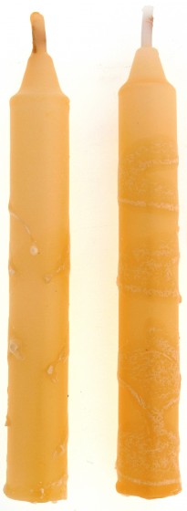 Safed Candles Almond Colored Shabbat Candles with Dripped Lines