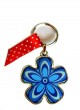 Keychain of Flowers with Cool Colors Petal Design and Dotted Ribbon